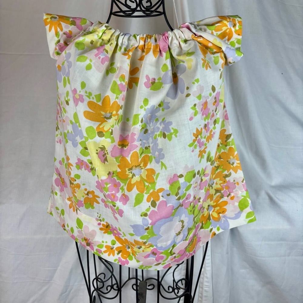Toddler Dress from VTG Pillow Case Floral Elastic Ruffled Sleeve Handmade 24mo - Picture 3 of 8